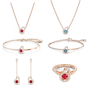 施华洛世奇适用爆款红色蓝色心动水晶葫芦高级感轻奢百搭项链戒指