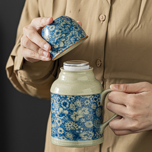 汝窑泡茶壶杯陶瓷泡茶杯办公杯闷茶壶高档茶杯创意小暖瓶马克杯子