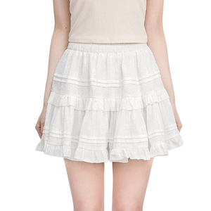 BM白色短裙子a字法式波点蓬蓬半身裙女夏季2024新款芭蕾风蛋糕裙