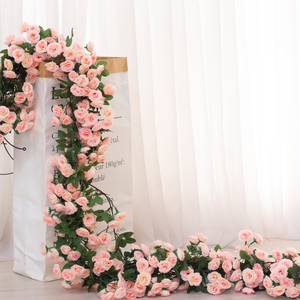 仿真藤条塑料玫瑰花藤装饰假花婚庆空调管道缠绕遮挡藤蔓吊顶壁。