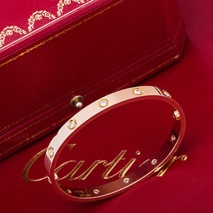 cartier卡地亚18k玫瑰金十钻love系列 17号 手镯