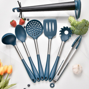 欧美德国进口技术7件套硅胶厨具套装厨房烹饪尼龙不锈钢锅铲勺食
