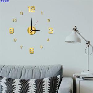 3d立体时钟墙贴简约创意数字夜光时钟静音钟表客厅卧室数字墙贴钟