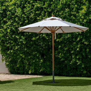 户外休闲实木伞庭院花园沙滩餐厅商用太阳伞2.1m白色遮阳伞小伞