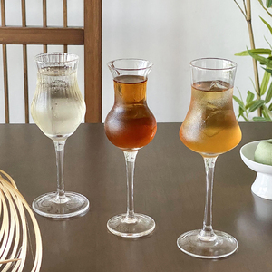 新中式高脚茶杯郁金香甜酒杯品鉴玻璃杯威士忌杯闻香杯创意香槟杯