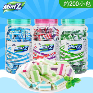 印尼Mintz明茨薄荷味软糖综合水果双重清凉夹心糖桶装4口味独立装