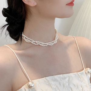 甲状腺术后遮挡疤痕锁骨项链女短款珍珠麻花设计简约时尚颈链送礼