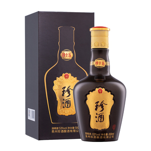 贵州珍酒 珍十五纯粮大曲坤沙酱香型白酒53度500ml*1瓶*6瓶原箱