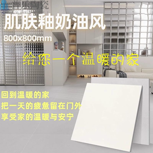 广东佛山800×800柔光瓷砖素色肌肤釉奶油风地板砖客厅微水泥磁砖