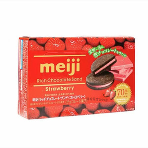 香港代购 meiji明治51%抹茶/70%草莓夹心曲奇饼干盒装6枚127g