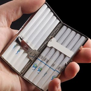 双枪烟盒10-20支装便携不锈钢金属烟盒带卡槽小烟盒男女士香菸盒