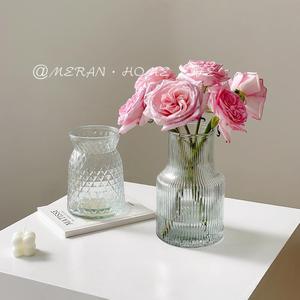 简欧式约现代创意花瓶玻璃透明水养玫瑰百合富贵竹客厅餐桌插花瓶