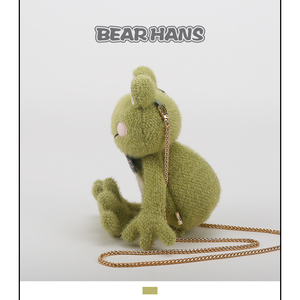 小熊汉斯斜挎青蛙公仔包包可爱毛绒创意趣味儿童情侣闺蜜礼物