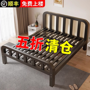 床现代简约1.8主卧双人床家用实木榻榻米经济型1.5铁艺床单人床架