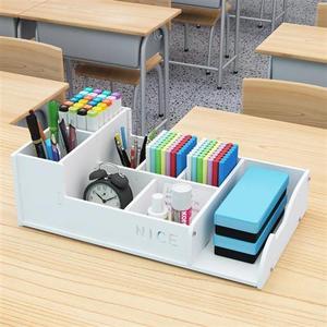 粉笔盒收纳盒讲台塑料木质黑板擦课桌学生教室用办公班级收纳盒01