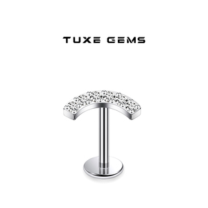 TUXE GEMS 植入级钛合金5A级白锆耳骨耳钉唇钉一字排满钻小众高级