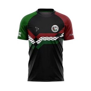 新款巴勒斯坦复古黑色球衣冷门足球服球迷版单件短袖训练比赛