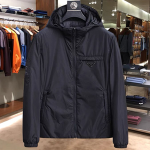 prada/普拉达羽绒服男士秋冬季新款棉服三角标白鹅绒棉衣保暖外套