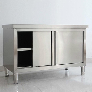 厨房置物柜靠墙柜子304不锈钢橱柜灶台柜碗柜一体厨具收纳储物柜