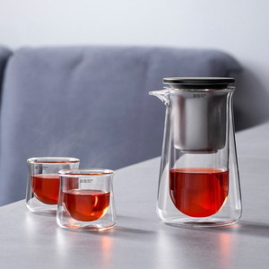 磁吸式透家用一键过滤茶水分离飘逸杯玻璃按压式咖啡壶懒人泡茶杯