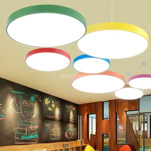 圆形彩色创意个性客厅灯现代装饰灯幼儿园教室灯店铺商空心圆灯