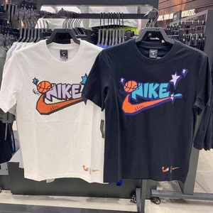 Nike耐克短袖男女上衣夏季新款纯棉圆领透气篮球印花休闲运动T恤
