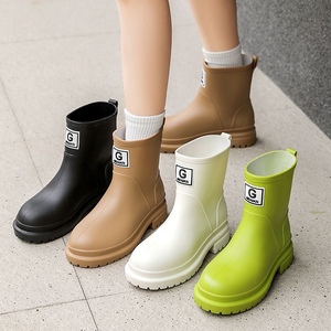 新款雨靴女生时尚防水鞋外穿韩版中筒雨鞋加绒厨房防滑防雨马丁靴