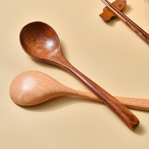 日本MUJIE汤勺家用盛汤拉面勺日式木制原木泡面勺木头粥勺面勺子