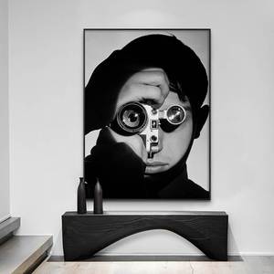 Andreas Feininger现代简约黑白摄影人物装饰画挂画墙画金属外框