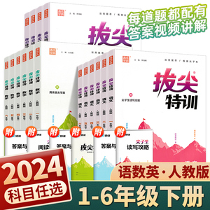 2024春新版小学拔尖特训一二三四五六年级下册语文数学英语人教版全套 小学生同步训练练习册课时作业本尖子生题库学案天天练