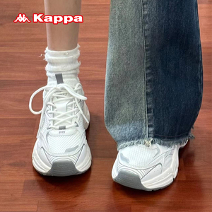 Kappa女鞋老爹鞋女2024夏季新款厚底小白鞋ins潮增高网面运动鞋子