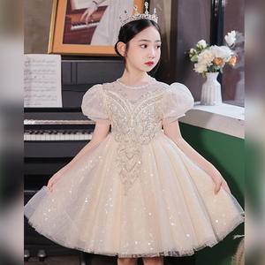 女童高端轻奢小众礼服小女孩钢琴演出公主裙儿童小主持人走秀裙子