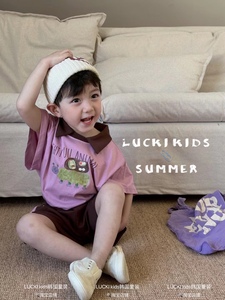 LUCKI KIDS韩国精品童装男童中小童夏季短袖polo领T恤套装幼儿园