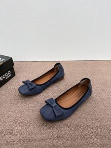 代购ECCO/爱步女鞋 2024新款圆头蝴蝶结平底套脚芭蕾舞单鞋