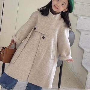 韩版2022新款男女童双面羊绒冬装加厚呢子外套中长款设计师款大衣
