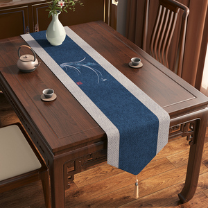 新中式禅意桌旗棉麻中间长条茶桌垫布轻奢高级感餐桌茶几装饰桌布