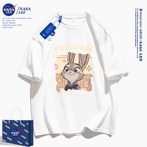NASA联名兔子警官短袖T恤男女款2024新款潮牌夏季纯棉青少年上衣