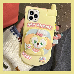 可爱饼饼电话适用苹果11promax手机壳iPhone7plus带x翻盖xr镜子8p卡通xsmax可琪安6sp镜面6s八se2七se3六硅胶