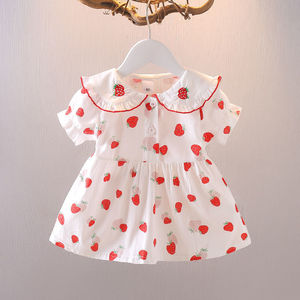 韩范女童草莓连衣裙夏季儿童短袖公主裙子0一1-3岁小女孩宝宝夏装