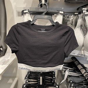 Calvin Klein/CK女士无钢圈纯棉T恤运动短款T恤式内搭文胸QF7213