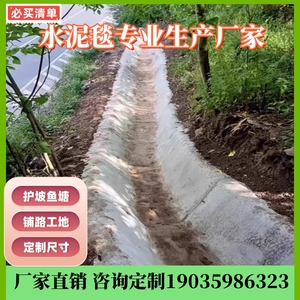 新型混凝土水泥毯浇水固化鱼塘护坡铺路沟渠河道防护固土毯布浙江