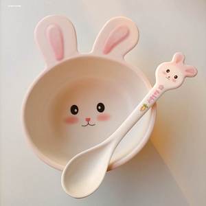 小孩子专用碗儿童餐具套碗小兔子儿童餐具碗宝宝碗卡通家用幼儿园