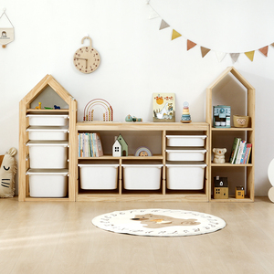 玩具收纳柜实木自由组合宝宝绘本书本整理置物架蒙氏儿童房收纳柜