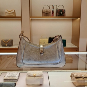 【99新】bvlgari宝格丽腋下包bala蛇头扣链条手提包银色单肩女包