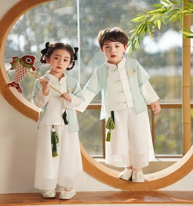 儿童汉服男童中国风古装夏季改良女童唐装亲子民族风幼儿园演出服