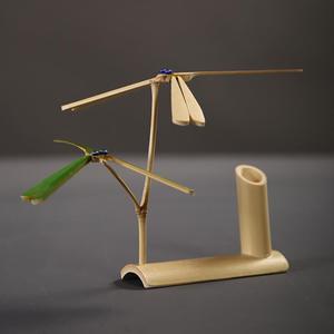竹蜻蜓平衡摆件悬浮木质创意竹制纯手工艺装饰DIY玩具平衡鸟网红