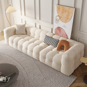 顾家家居奶油风布艺沙发小户型直排棉花糖云朵现代简约沙发客厅