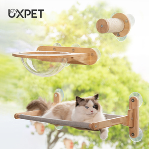 uxpet优小派实木墙面猫爬架上墙吸盘免打孔玻璃墙壁式猫跳台吊床