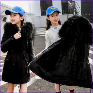 女童棉袄2024新款大毛领派克服大童母女带毛领六年级中童女孩棉服