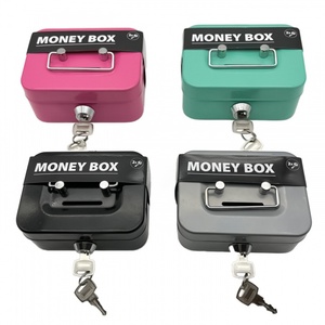 铁盒子带锁收纳盒存钱筒存钱罐保险箱手提迷你证件小箱子零钱箱